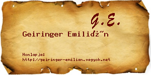Geiringer Emilián névjegykártya
